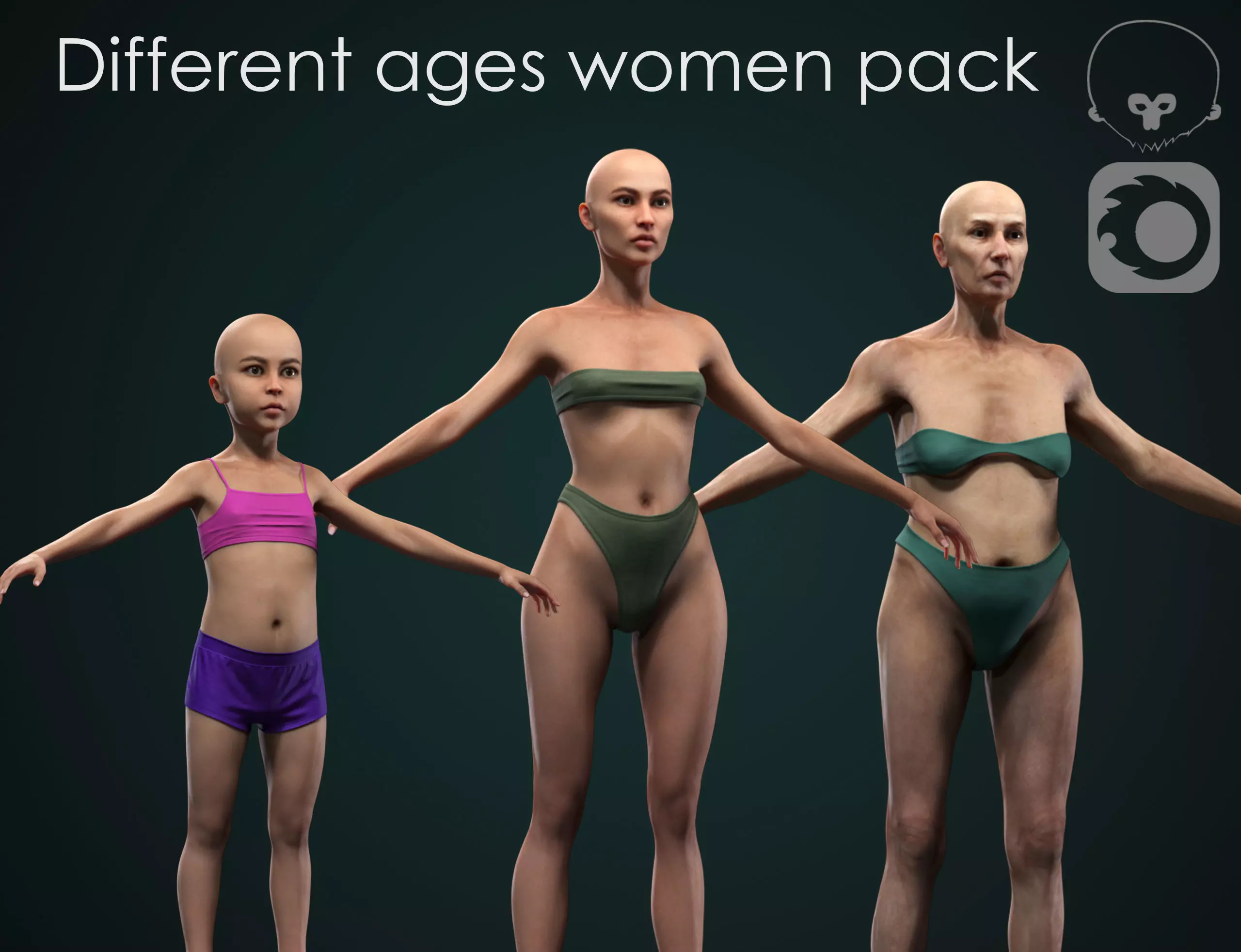 Different ages women pack 3D Model Collection_0