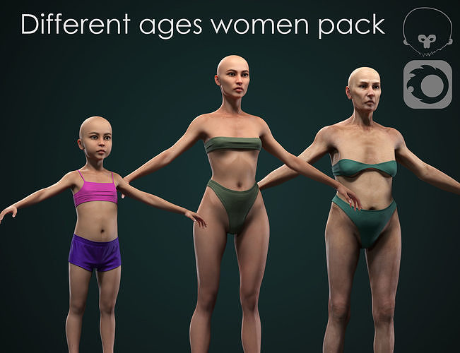Different ages women pack 3D Model Collection