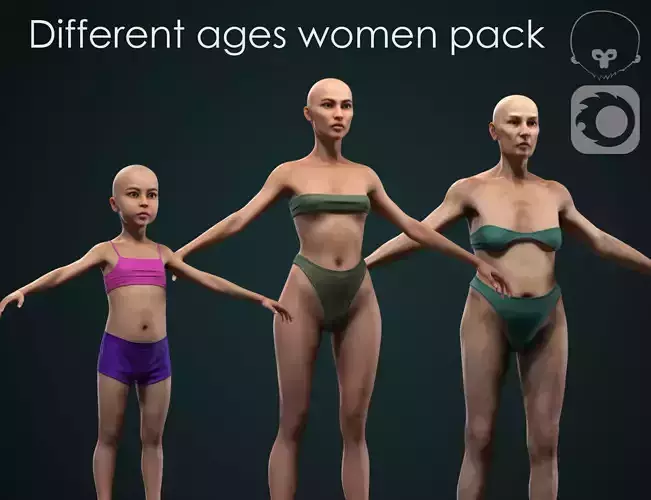 Different ages women pack 3D Model Collection