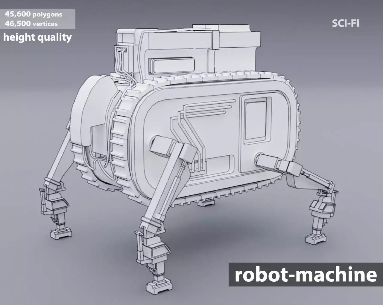 Robot Machine height-resolution Low-poly 3D model_0