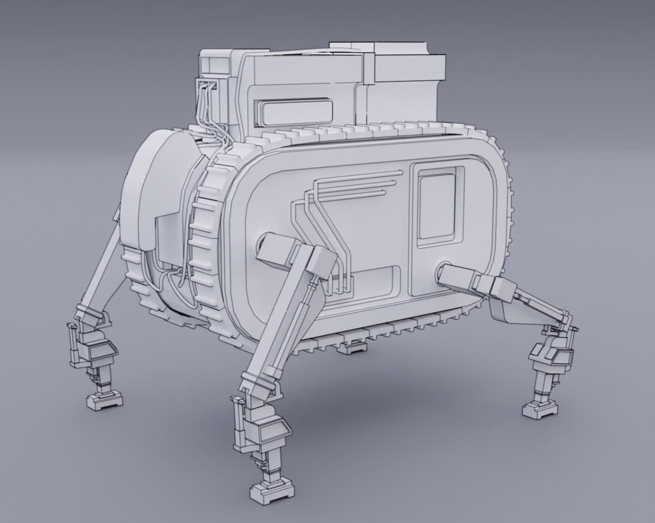 Robot Machine height-resolution Low-poly 3D model_5
