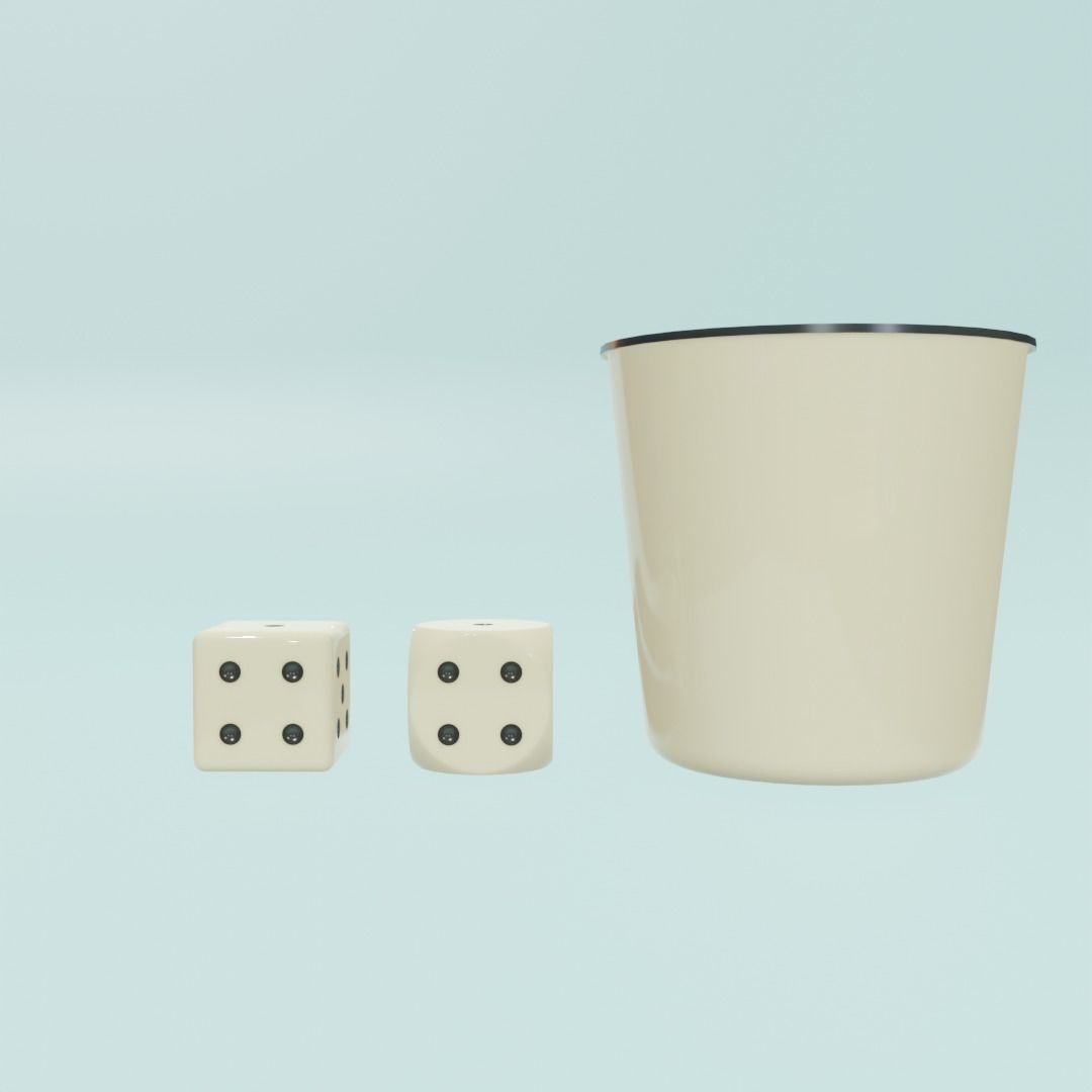 Low Poly Square and Round White Dice 3D Model Free low-poly 3D model_1