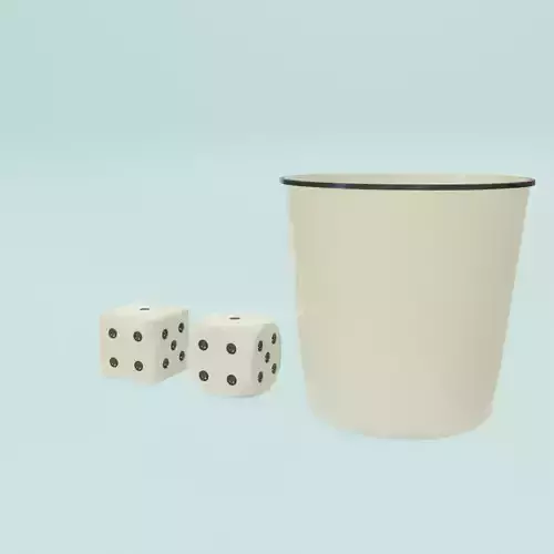 Low Poly Square and Round White Dice 3D Model