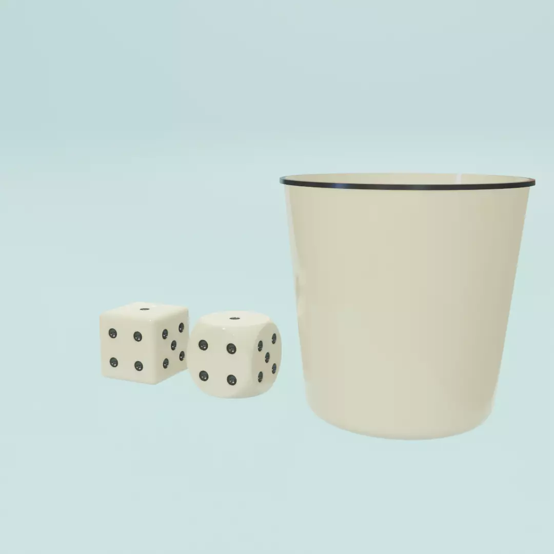 Low Poly Square and Round White Dice 3D Model Free low-poly 3D model_0