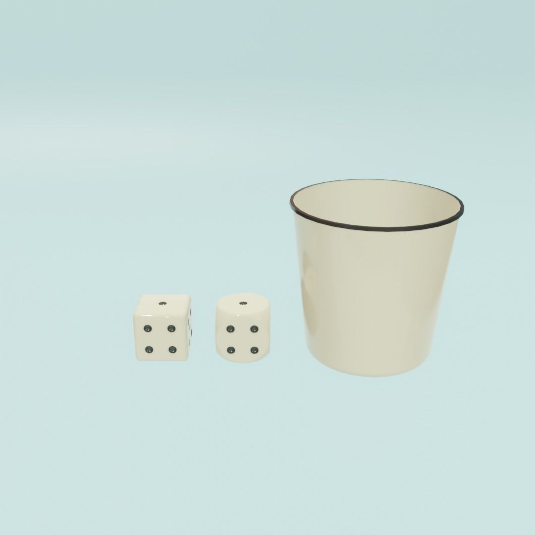 Low Poly Square and Round White Dice 3D Model Free low-poly 3D model_2
