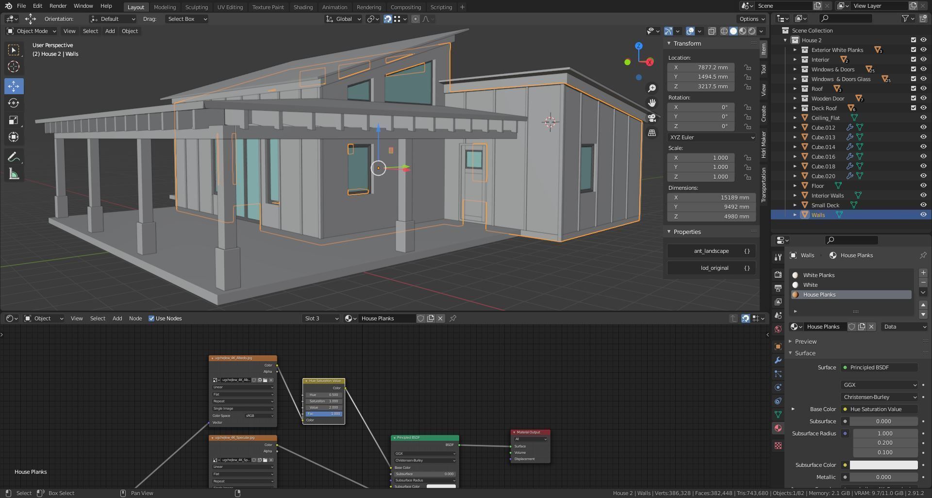 House with interior walls M2 Low-poly 3D model_11