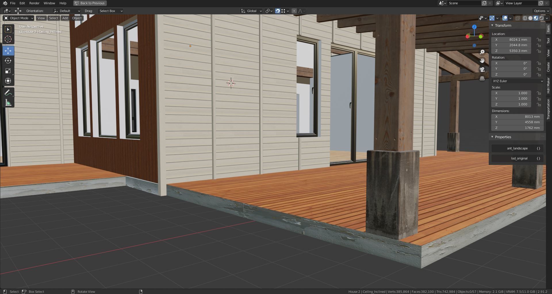 House with interior walls M2 Low-poly 3D model_10