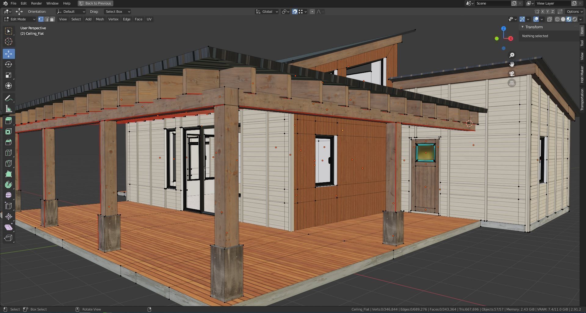 House with interior walls M2 Low-poly 3D model_8
