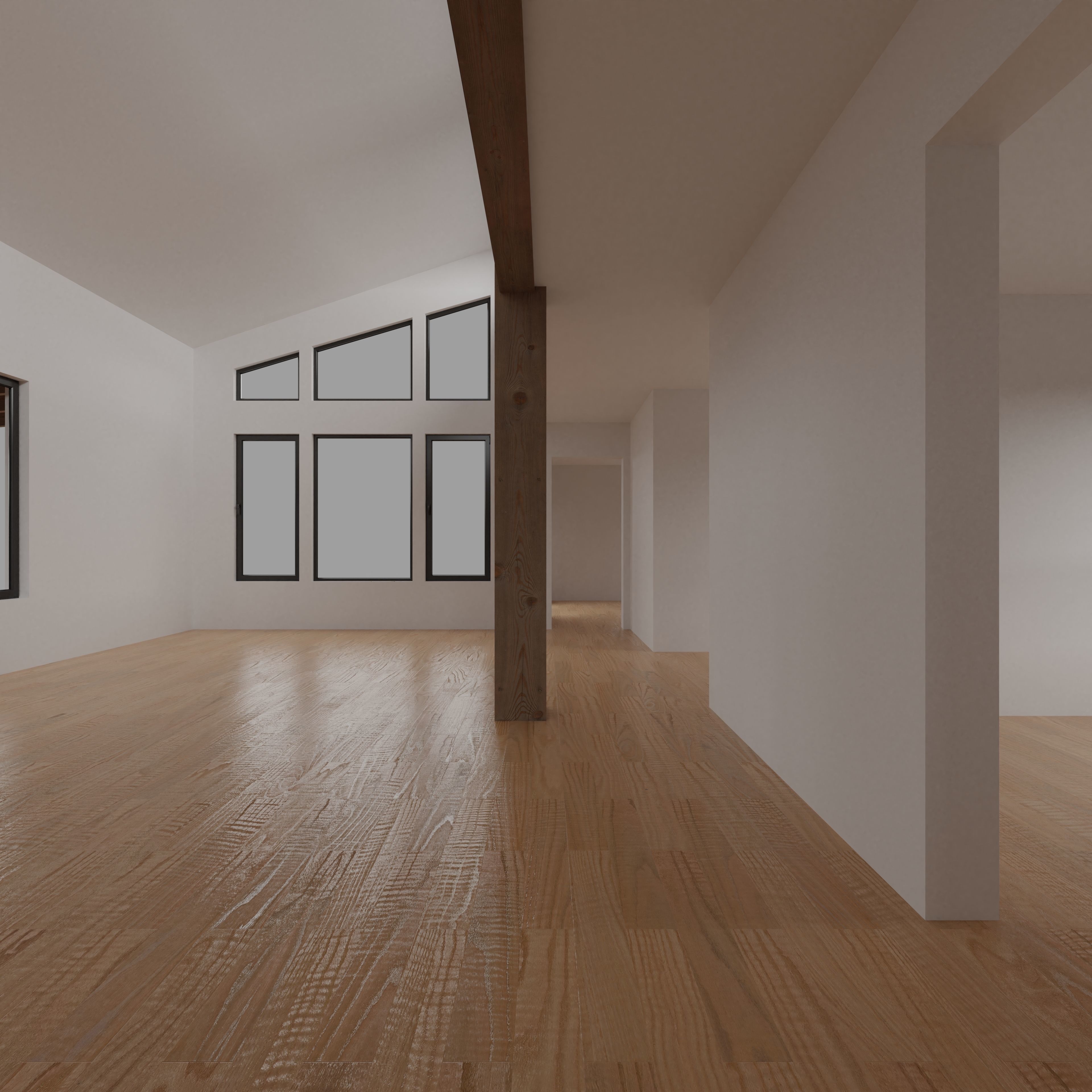 House with interior walls M2 Low-poly 3D model_3