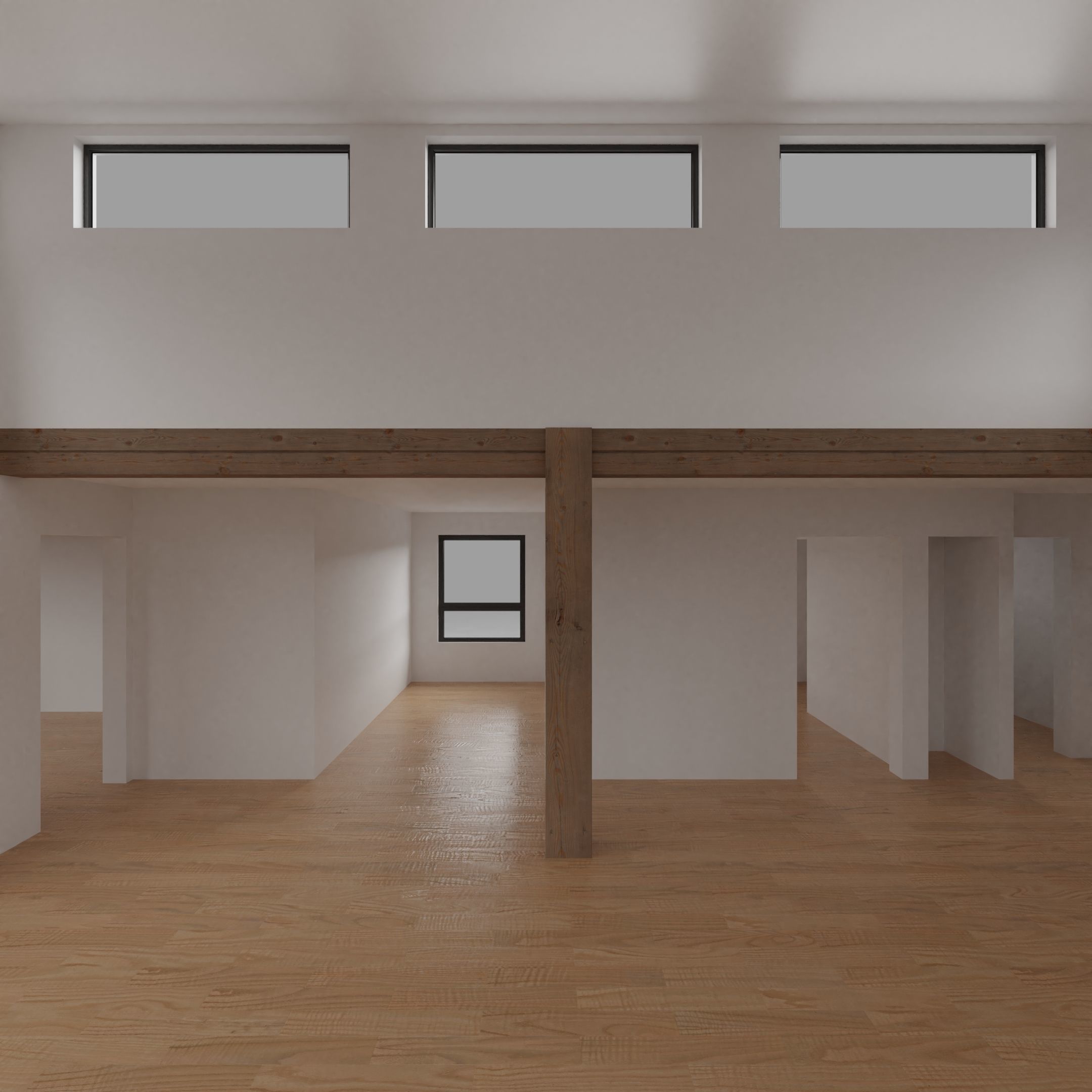 House with interior walls M2 Low-poly 3D model_4