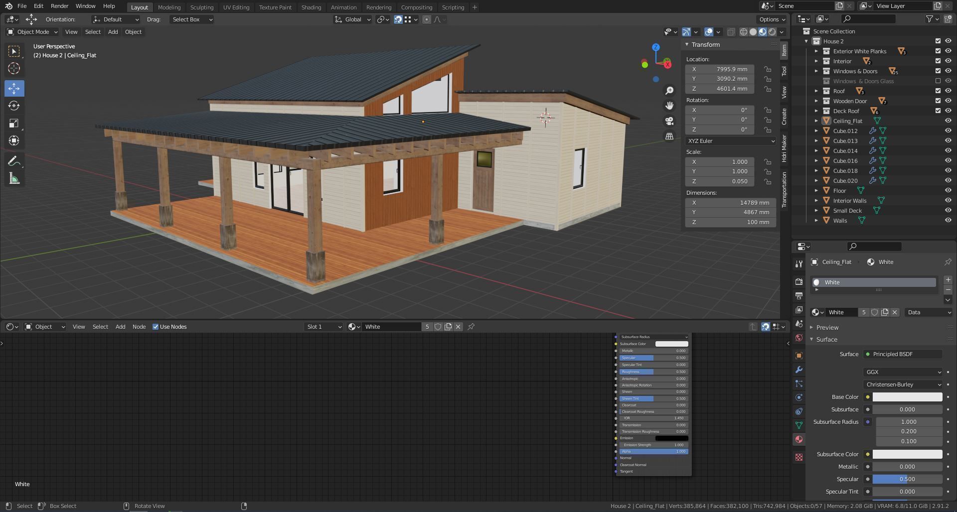 House with interior walls M2 Low-poly 3D model_7