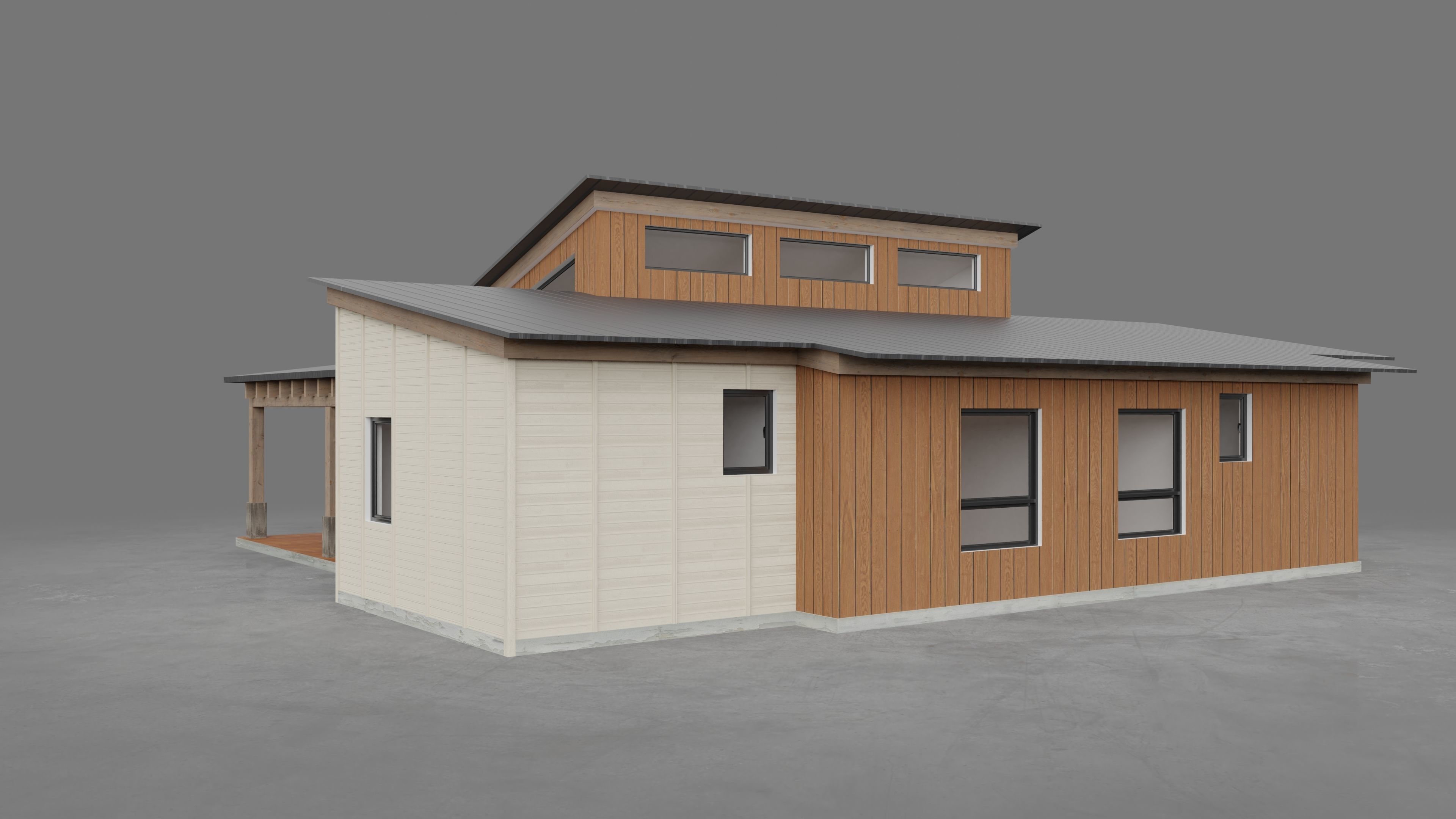 House with interior walls M2 Low-poly 3D model_1