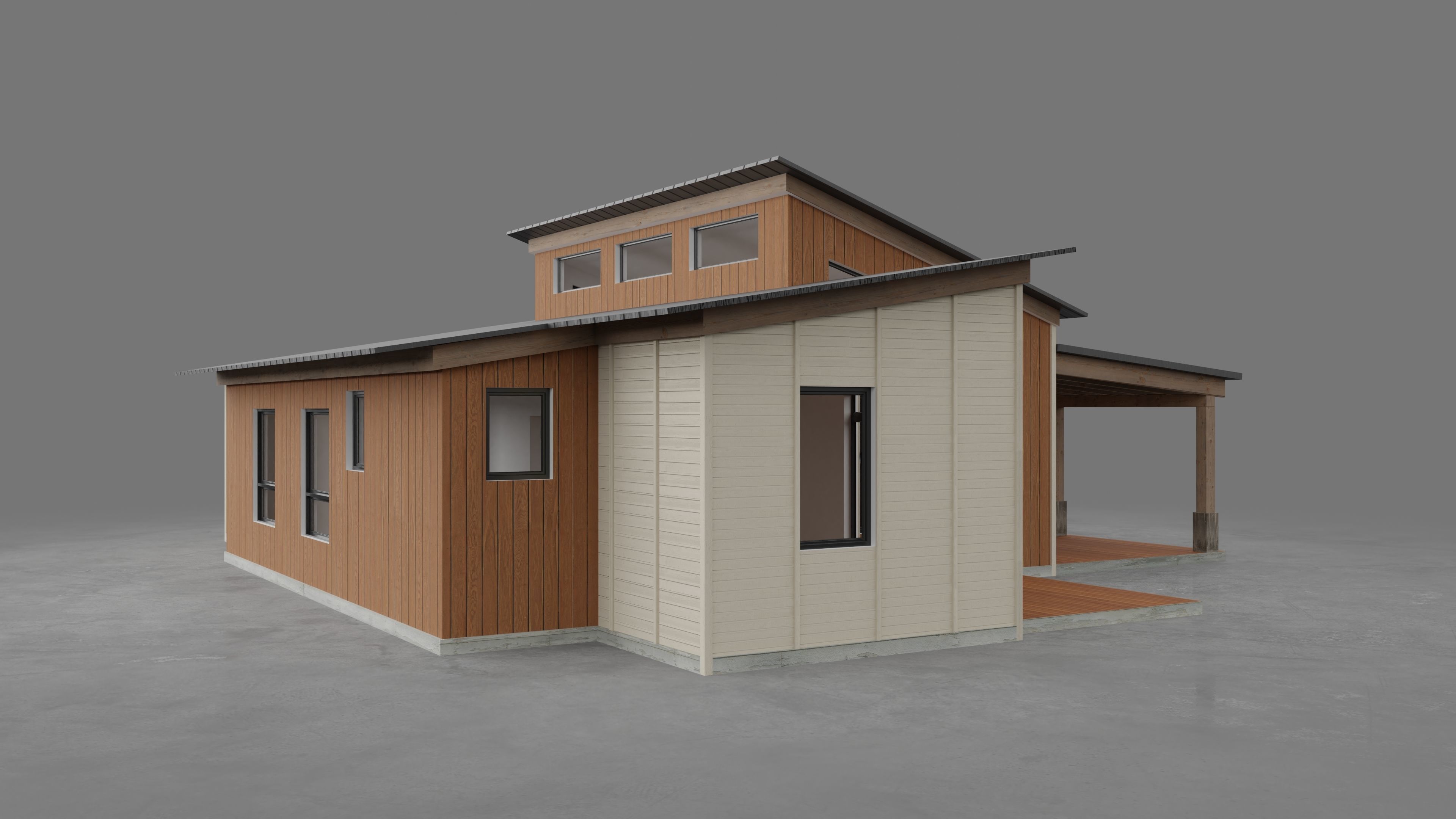 House with interior walls M2 Low-poly 3D model_2