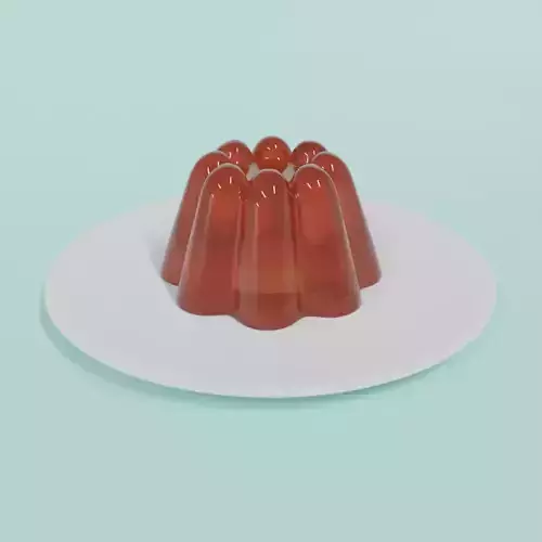Jelly Low Poly 3D Model dessert on plate
