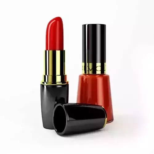 Make Up Red Lipstick And Nail Polish