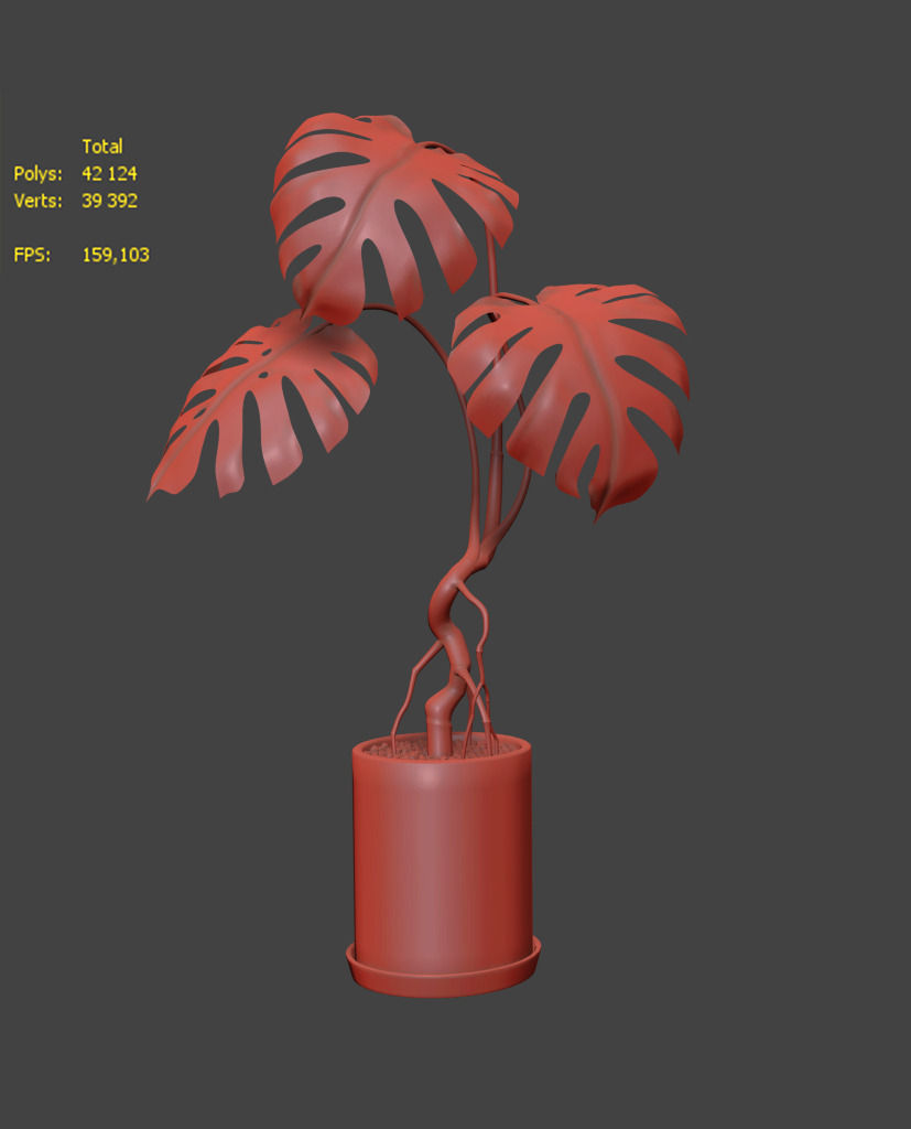 Monstera plant in pot 3D model_3