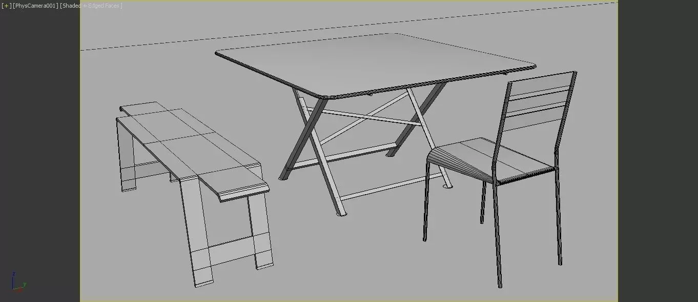 garden  table Low-poly 3D model_0