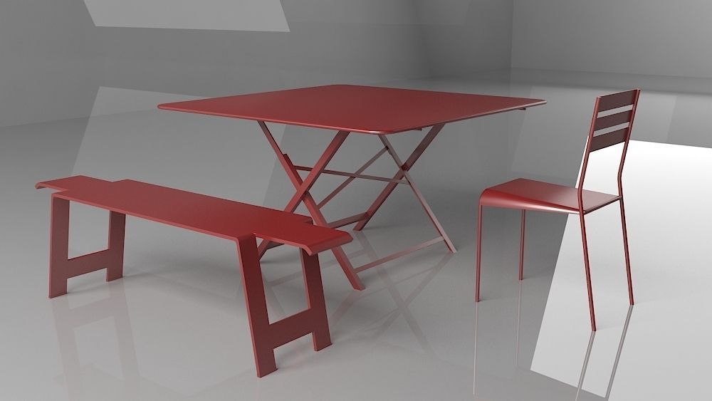 garden  table Low-poly 3D model_4