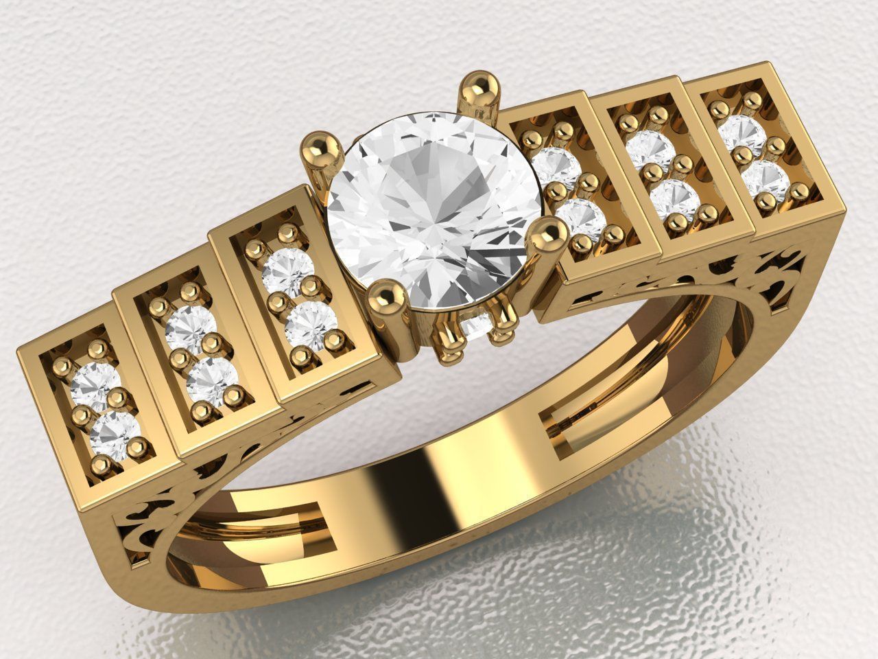 solitaire wedding ring  3D print model_3