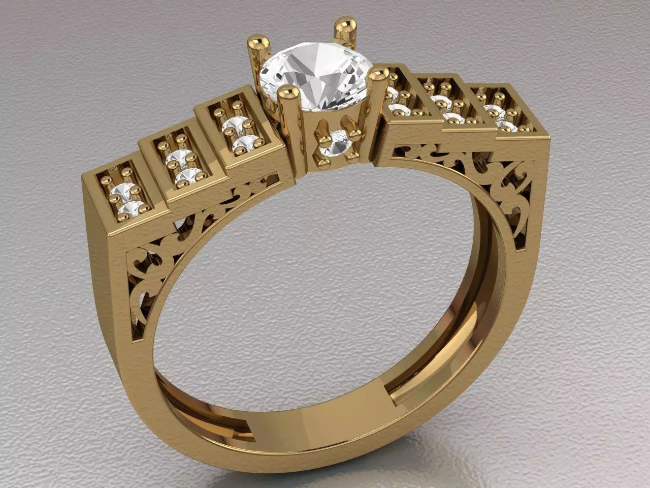 solitaire wedding ring  3D print model_0
