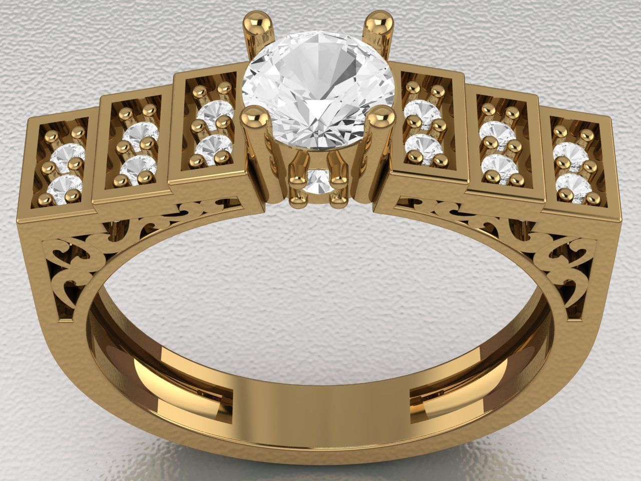 solitaire wedding ring  3D print model_1