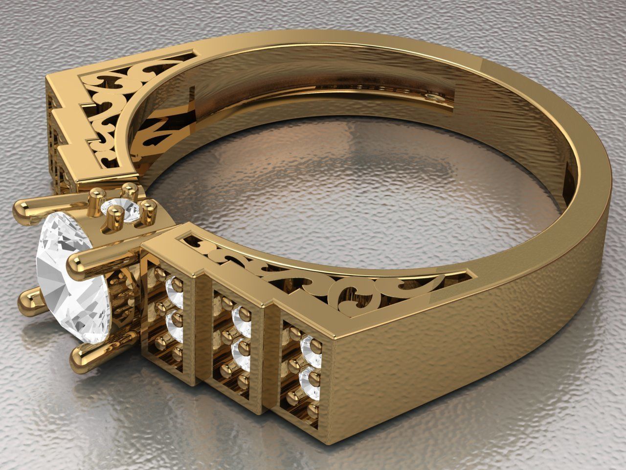 solitaire wedding ring  3D print model_2