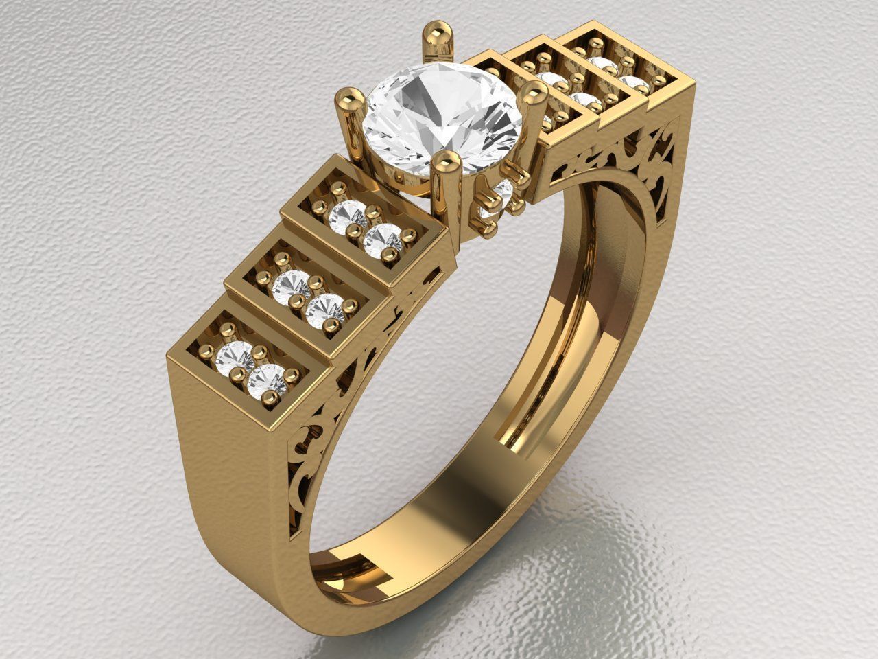 solitaire wedding ring  3D print model_4