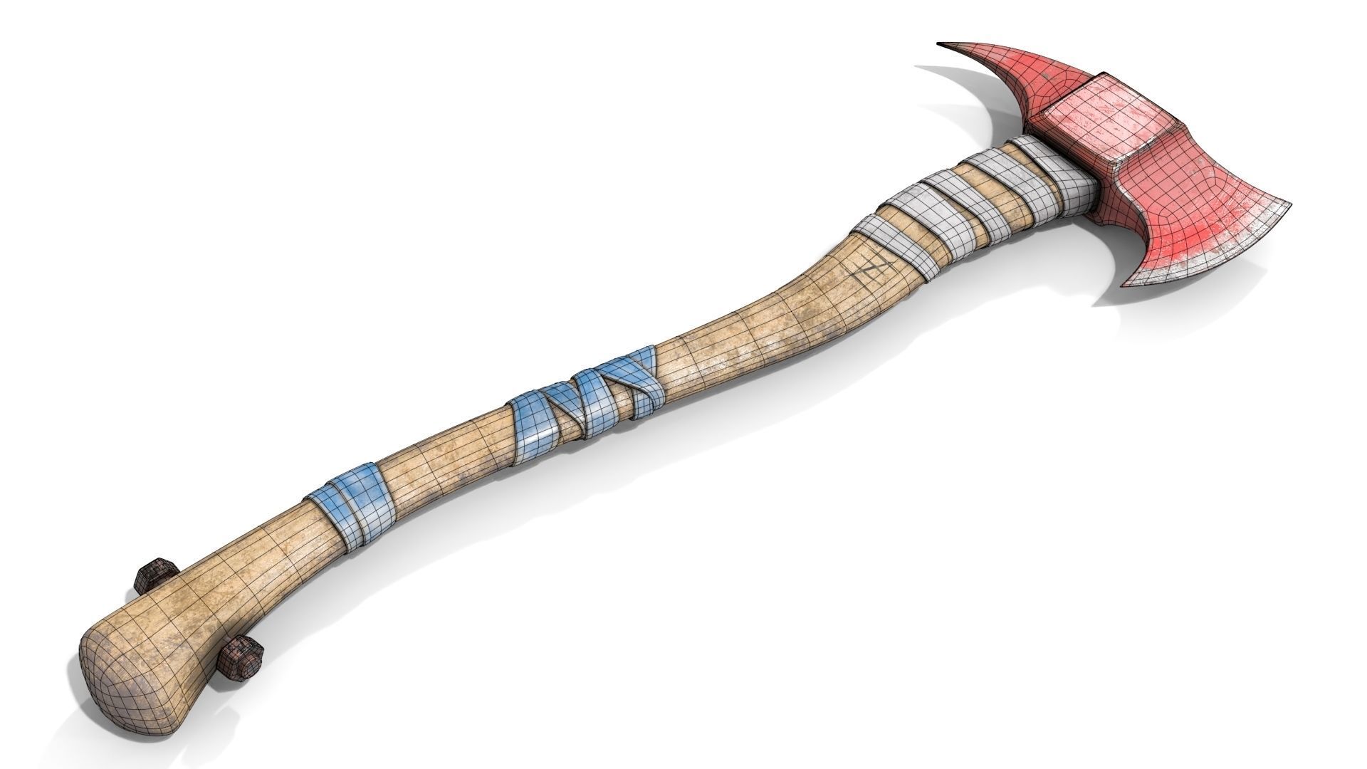 Fire Axe Low-poly 3D model_10