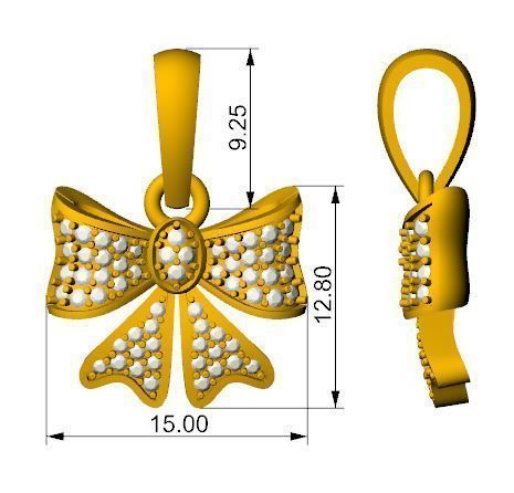 Bow pendent 3D print model_1