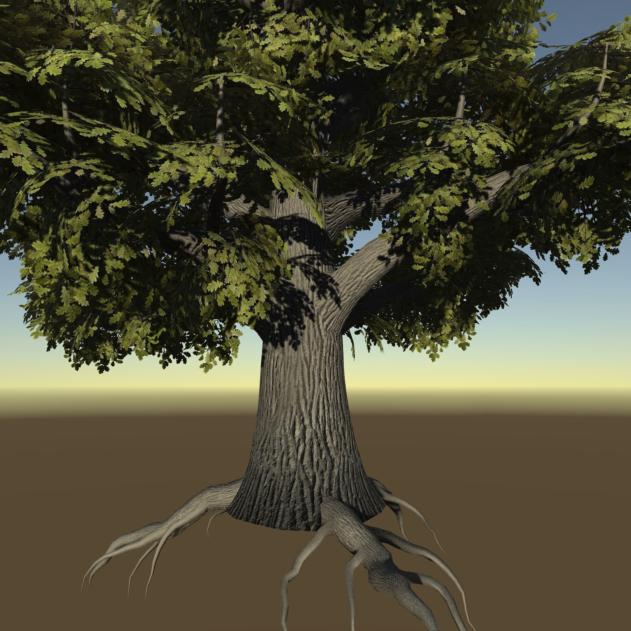 Game ready model old oak Low-poly 3D model_7