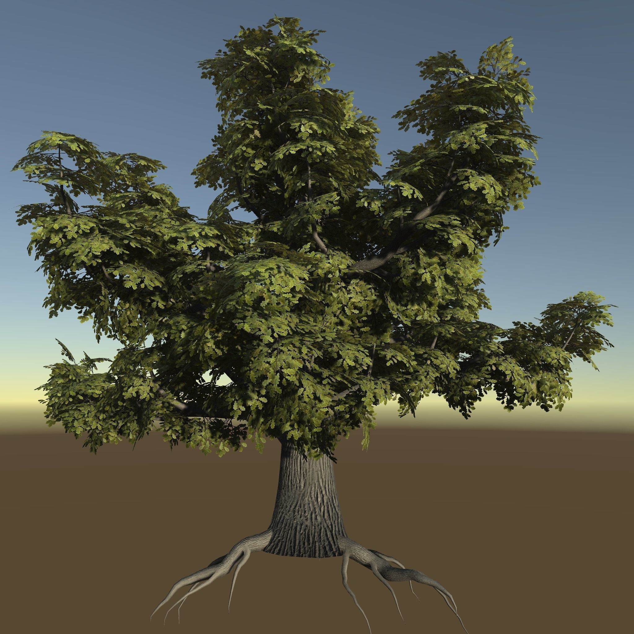 Game ready model old oak Low-poly 3D model_3