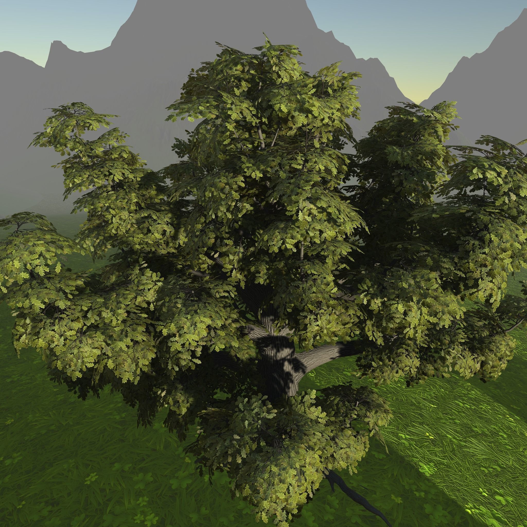 Game ready model old oak Low-poly 3D model_2