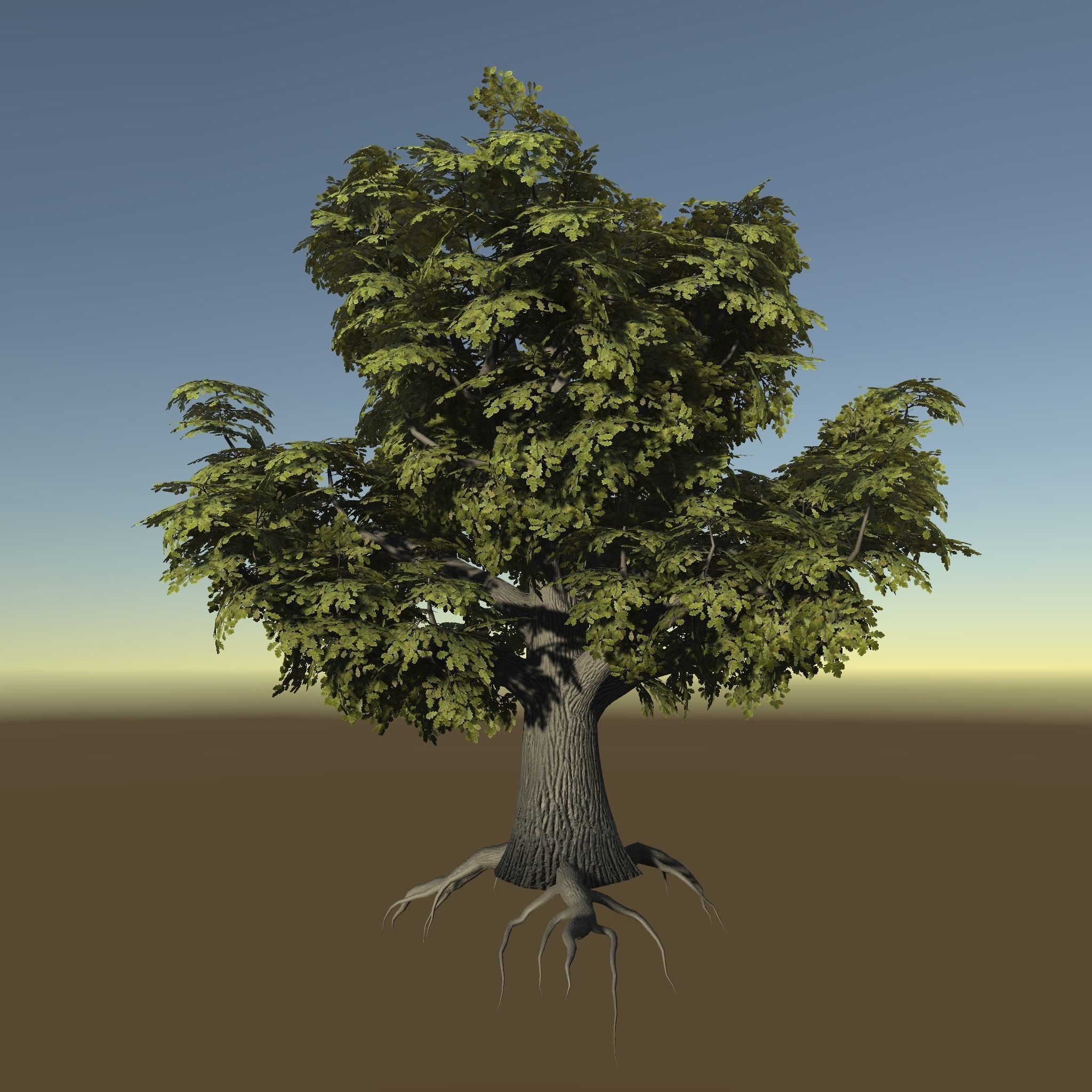 Game ready model old oak Low-poly 3D model_4