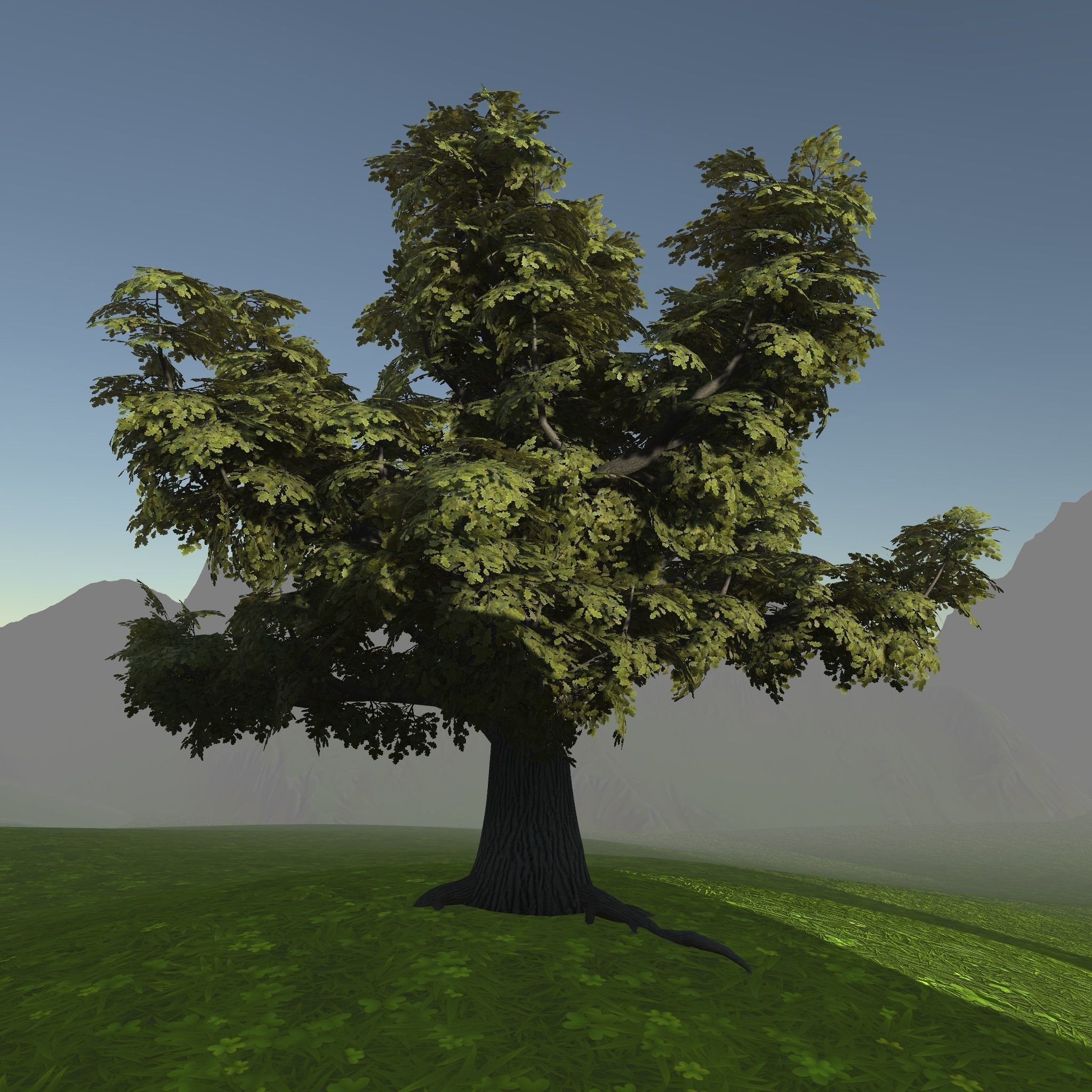 Game ready model old oak Low-poly 3D model_0