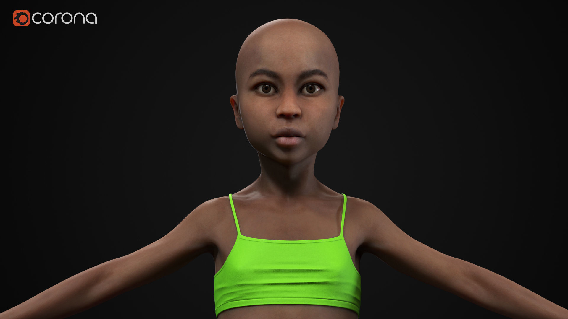 Little black girl Low-poly 3D model_6