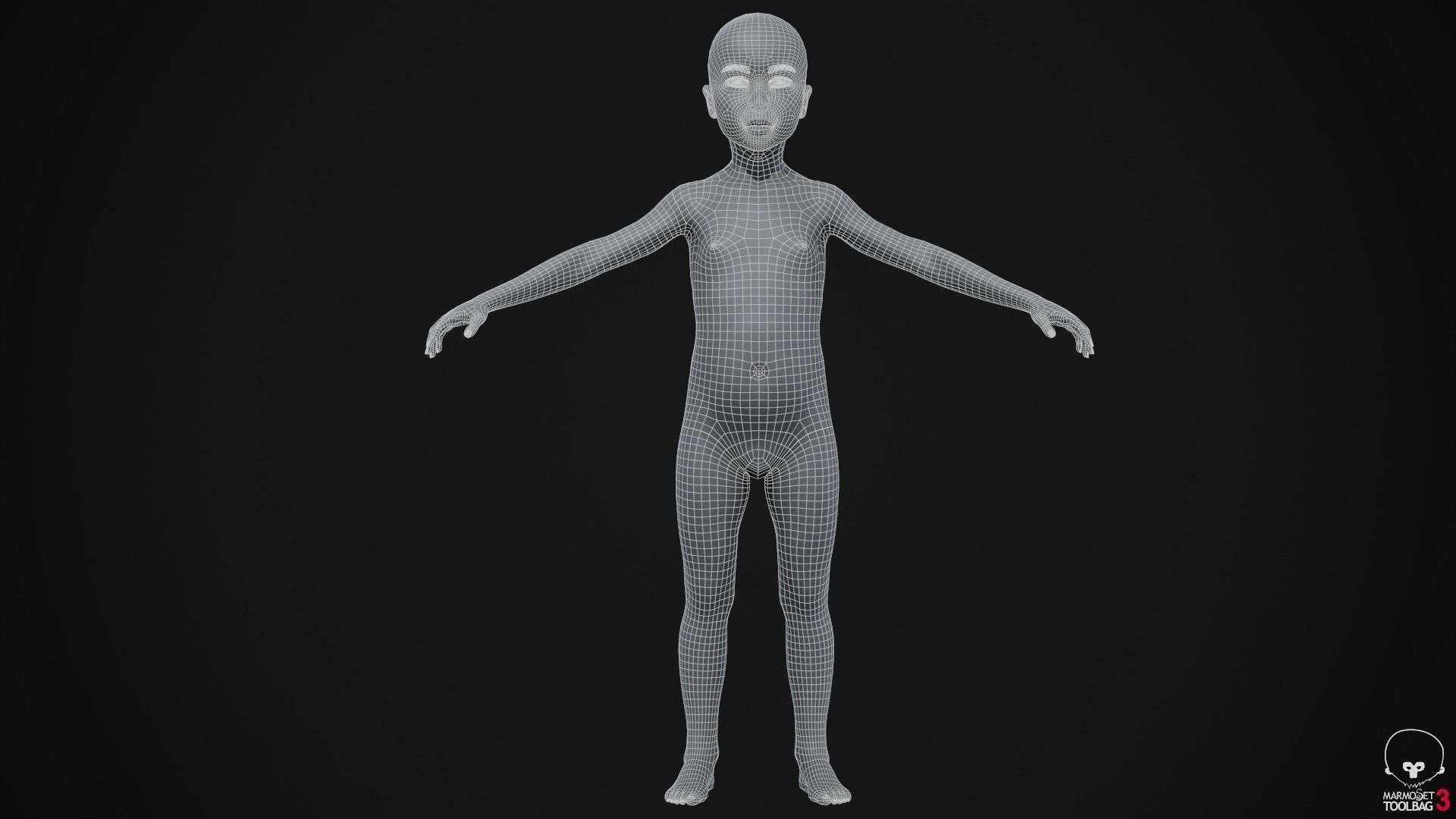 Little black girl Low-poly 3D model_28