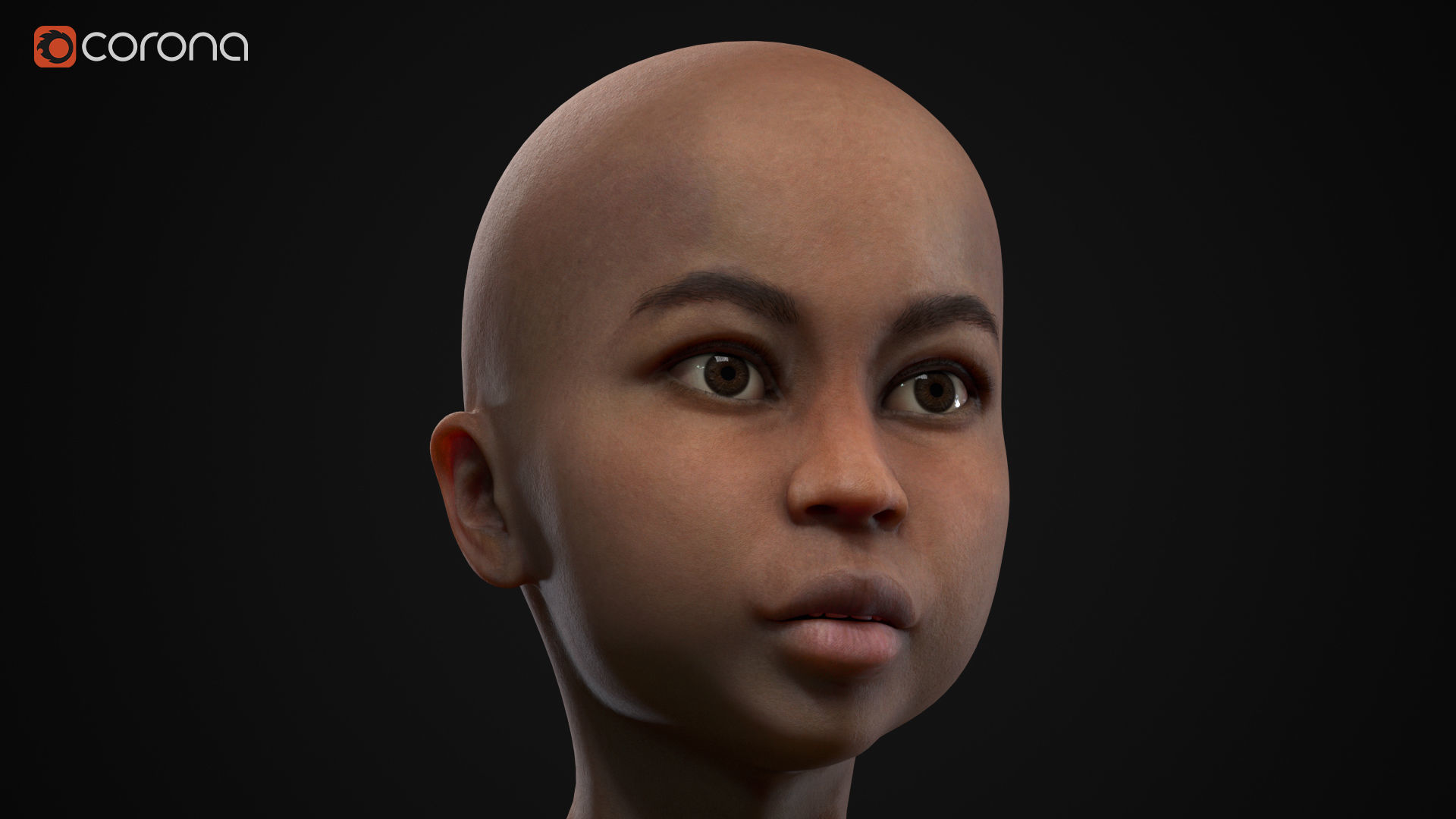 Little black girl Low-poly 3D model_1