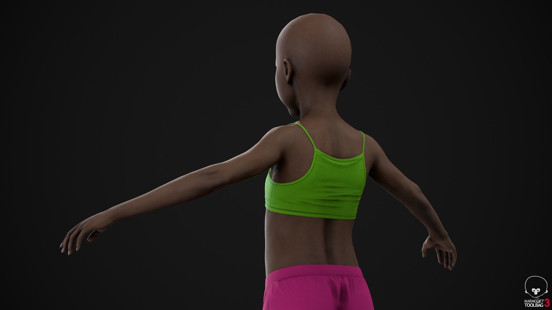 Little black girl Low-poly 3D model_19