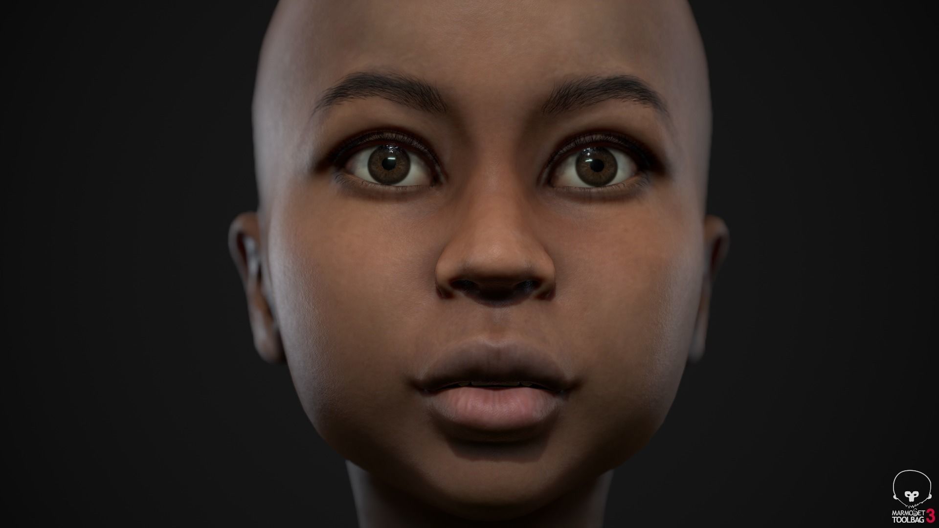 Little black girl Low-poly 3D model_15