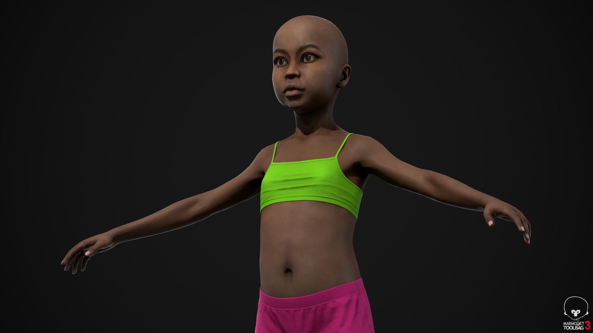 Little black girl Low-poly 3D model_18