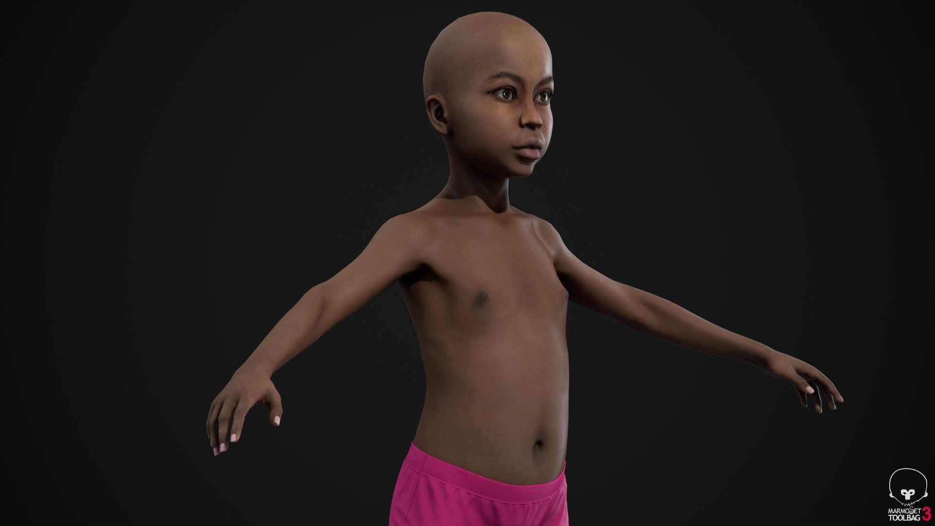 Little black girl Low-poly 3D model_21