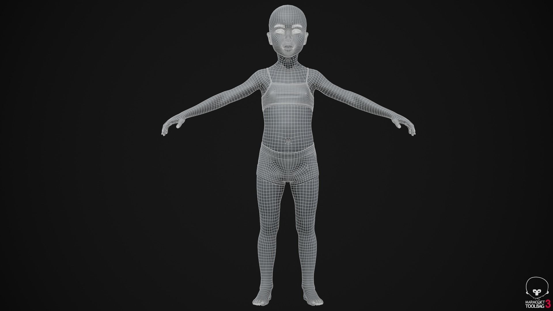 Little black girl Low-poly 3D model_27