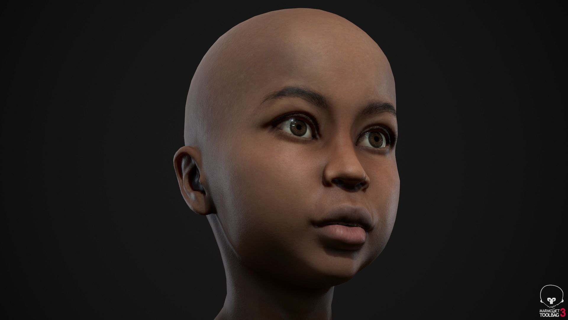 Little black girl Low-poly 3D model_14