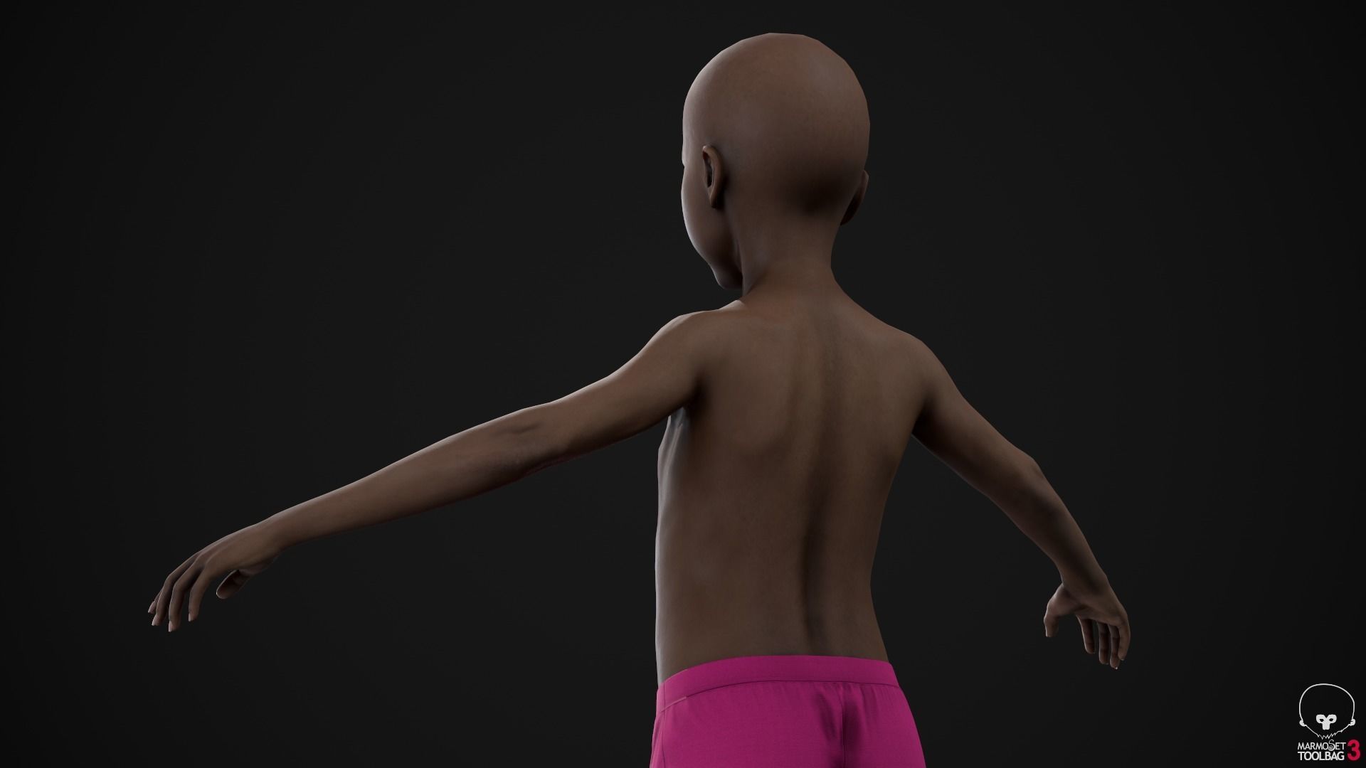 Little black girl Low-poly 3D model_20