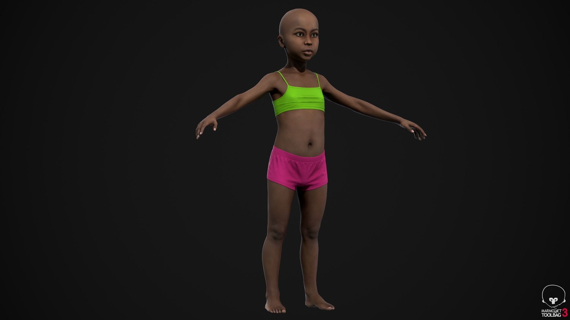 Little black girl Low-poly 3D model_8