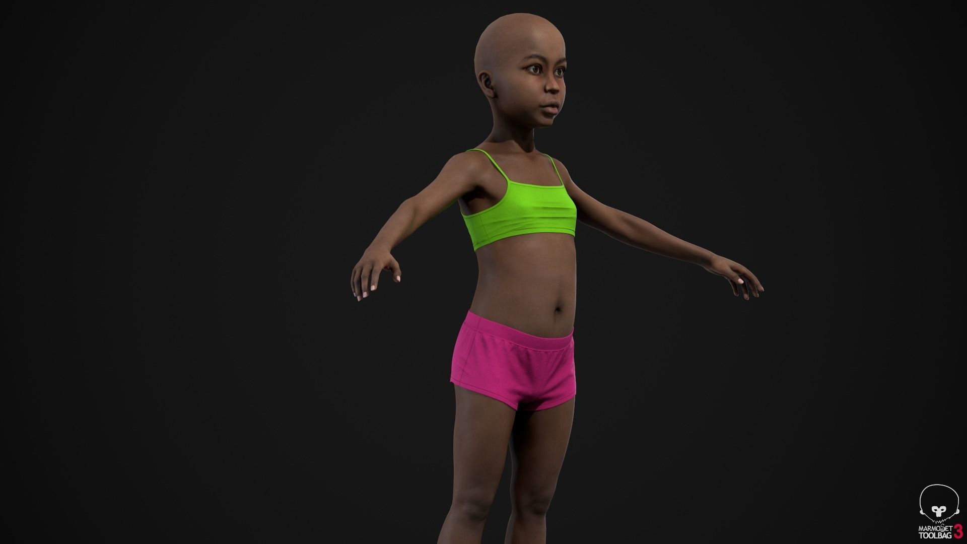 Little black girl Low-poly 3D model_13