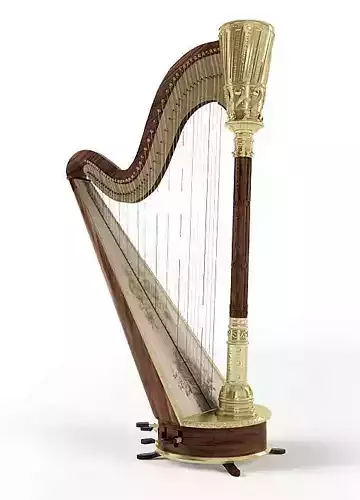 Musical Instrument  Wooden Harp 3D model