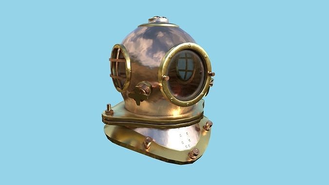 Diving Helmet 02 - Copper Gold - Character Design Fashion Low-poly 3D model