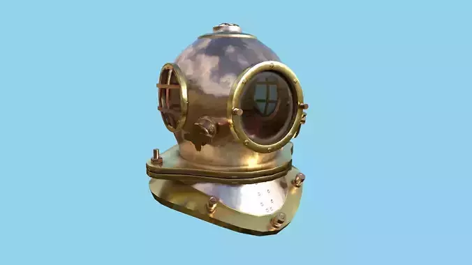 Diving Helmet 02 - Copper Gold - Character Design Fashion Low-poly 3D model