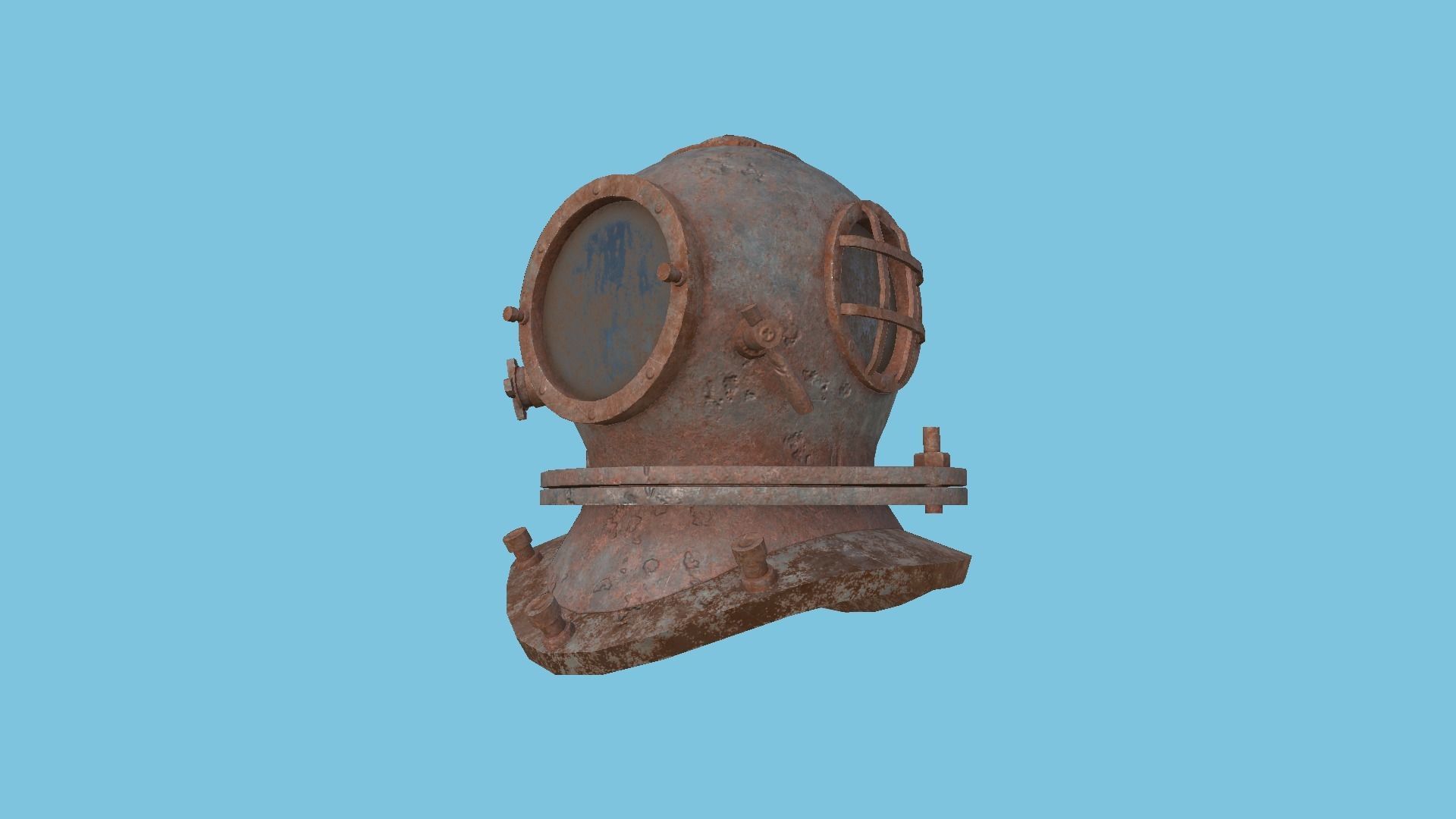 Diving Helmet 03 - Destroyed Rust - Character Design Fashion Low-poly 3D model_2